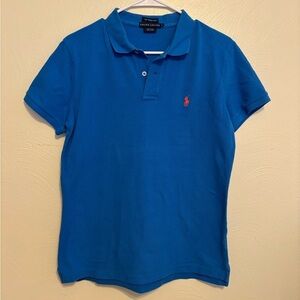 Ralph Lauren Skinny Polo Blue Cotton Shirt Men’s XL Red Pony